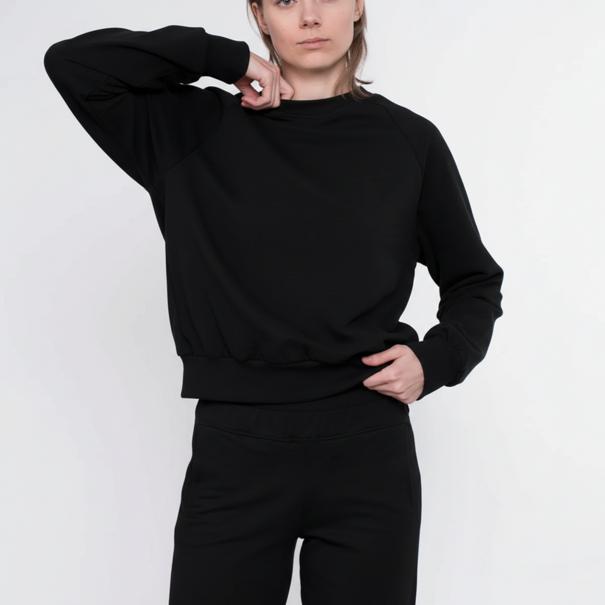 Raglansweater Jil aus Baumwolle (Bio) - schwarz